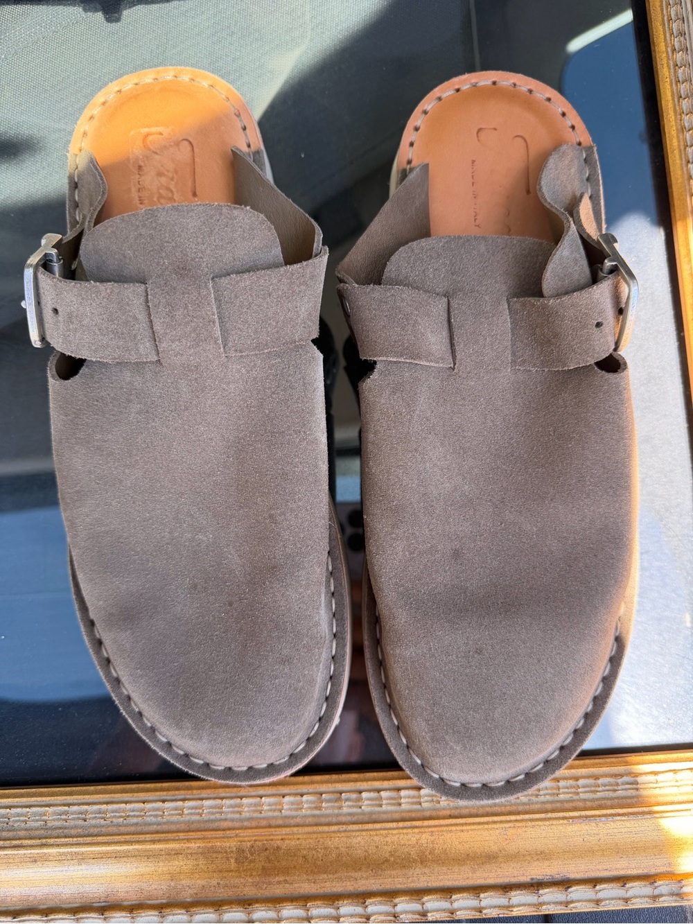 FRACAP Taupe Suede Buckle Slide - Neutral Taupe